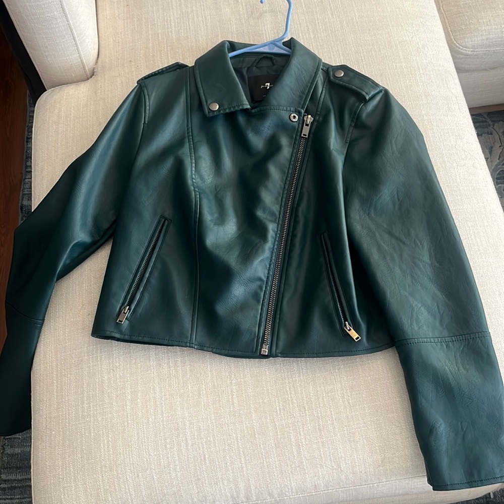 Vegan emerald green leather jacket